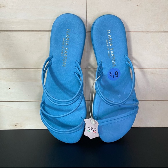 Ilaria Sartori Sandals Blue Women's Size 6.5 Shoes Slip-Ons Faux Leather - Picture 7 of 9